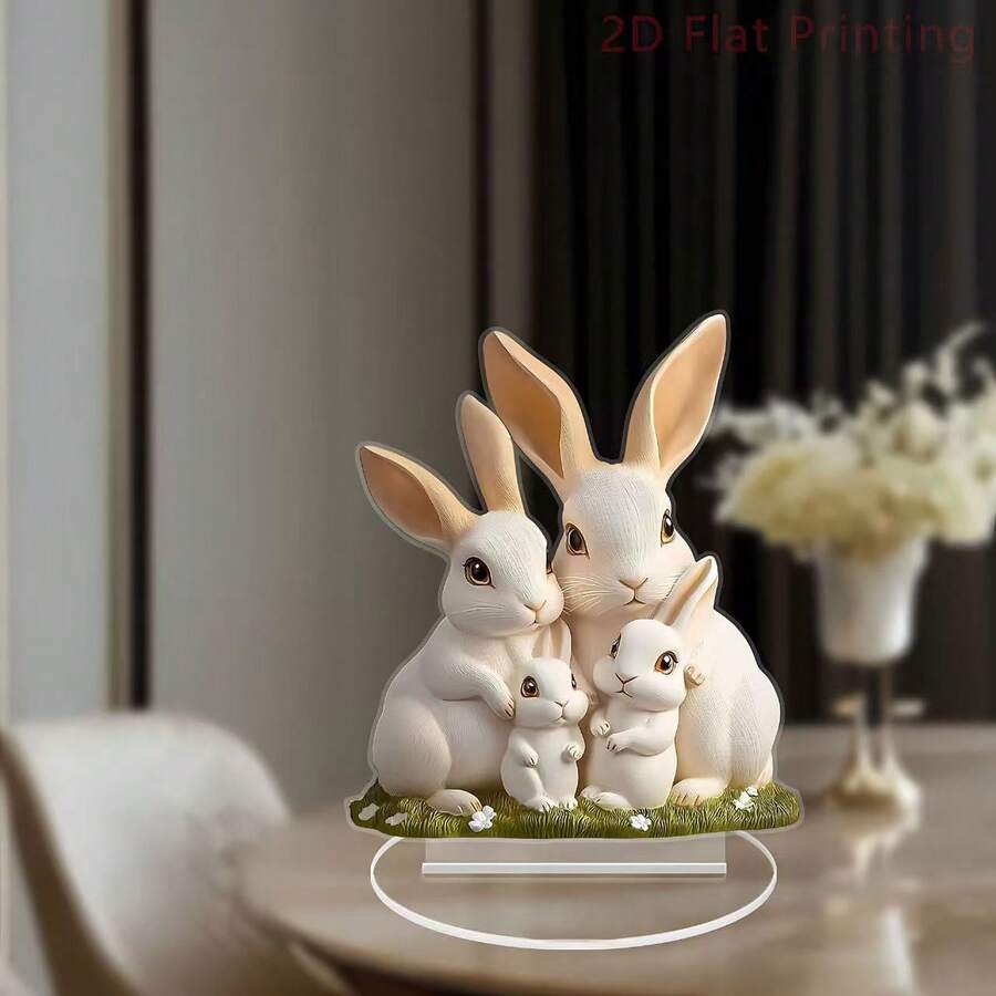 Transboundary Cartoon Rabbit Family Of 4 Warm Easter Desktop Decor, Living Room Bedroom Atmosphere Decoration Gift
