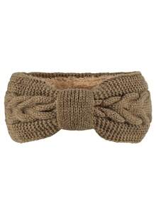 2pcs/1pc European & American Velvet Lined Knitted Headband With Twisted Bow, Sports Headwrap Ear Warmer Hairband - Solid Color - View 10