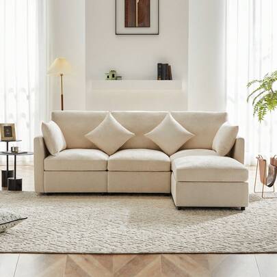 Modern Design, Upholstered Furniture, Sofa, Three-Seater Sofa, Living Room Sofa, Corner Sofa With Footrest, L-Shaped Corner Sofa, Video Available