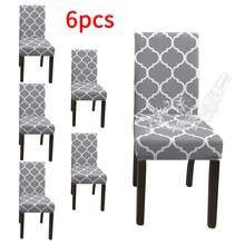 1/2/4/6pcs Waterproof Printed Chair Cover, Seat Protector Slipcover For Home Or Party, Suitable For All Seasons - Grayish White - View 12