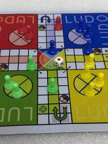 2-In-1 Combo Set Includes Ludo And Snakes & Ladders Games, With 24cm Independent Rubber Game Board, 16 PP Plastic Game Pieces And 2 Dice, Suitable For Classic Portable Strategy Games And Family Learning Games. - Multicolor - View 11