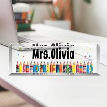 Customized Teacher Pencil Sign41styles, Teacher Gifts, Teacher Appreciation Gift, Teacher Desk Name Plate, Personalized Gift For Teacher, Teacher Name Sign,[Custom Acrylic Desk Nameplate] High Gloss Custom Acrylic Desk Nameplate - Multicolor - View 25