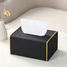 Leather-Covered Plastic Tissue Box Holder - Sliding Tissue Dispenser, Multi-Purpose Storage Box For Living Room, Desktop Decor, Holiday Gift, Simple Home Hotel Car Leather Paper Box, Square Tissue Box, Desktop Tissue Box