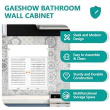 Over-the-Toilet StorageGAESHOW Armario de baño Pared clóset de Almacenamiento sobre el Inodoro Gabinete para Baño clóset de baño montado en la Pared para baño Sala de Estar Cuarto de Lavado y Cocina Blanco - blanco - Ver 3