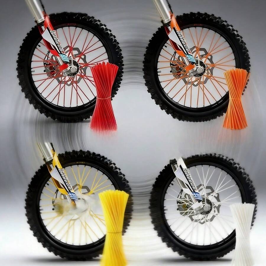 Popotes Cubre Rayos Para Moto Cross Spokes Bicicleta 4*72pcs - Amarillo - Ver 1