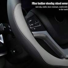Funda de Piel para Volante de CocheCubierta Volante Coche Funda Universal para Volante de Cuero de Microfibra Cuero Ultrafino Elastica Transpirable Antideslizante de 38.1 cm Gris - Gris - Ver 3