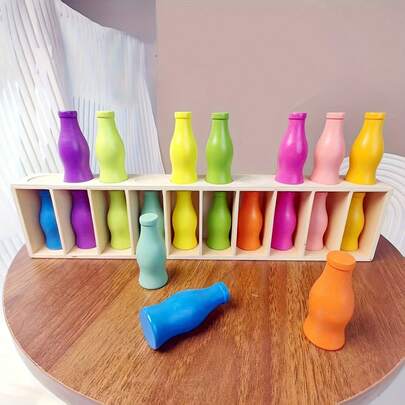 21pcs Bottle Color Matching Game - Includes 20 Bottles And 1 Storage Rack, Color Cup Sorting Challenge, Fun Multiplayer Guessing Game, Improving Memory, Logic Thinking And Colorful Awareness