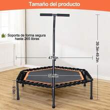 WELIKERA Trampolín Portátil y Plegable Trampolín Fitness de 48 Pulgadas con Mango Ajustable para Uso en Exteriores e Interiores Capacidad de Peso: 130 kg - Multicolor - Ver 7