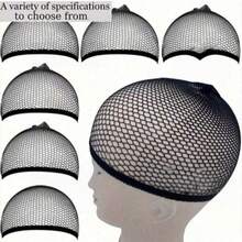 10pcs Black Wig Caps, Breathable Mesh Wig Caps, Unisex Mesh Wig Caps, Wig Nets, Black Non-Slip Breathable Elastic Nylon Wig Cap Set, Long Wig Caps, Elastic High Stretch Durable Wig Nets, Wig Care Set, Wig Accessories - Black - View 1