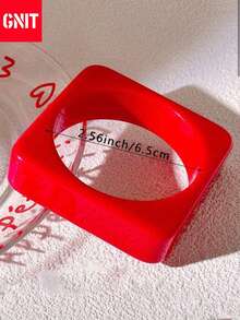 1pc Oversized Red Fashionable Bracelet, Suitable For Women's Daily Wear And Gift (Size Deviation 3mm/0.11 Is Normal) Geometric Pattern Elements - Red Series Bracelets - View 16