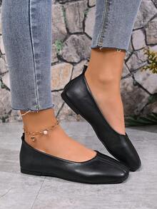 Tonårsskor med söta, spetsiga tår och platta Mary Jane-skor, prinsessskor - Svart - Visa 4