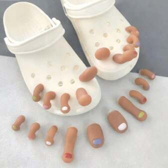 1 pieza Juego de adornos 3D aleatorios con forma de dedos del pie para zuecos, accesorios premium DIY para calzado, decoración de moda para uso diario al aire libre