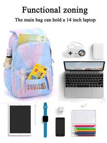 Personalized Dolphin Nylon Backpack - Lightweight, Spacious, Durable, Comes With Velvet Pendant, Perfect For Daily Commuting And Travel, Available In Blue/Rose Red/Pink/Purple, Creative Design, Convenient Zipper Closure, Fashionable Backpack | Zipper Closure, Travel Backpack - Backpack - View 4