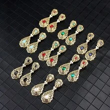 1 Pair Elegant Arabic Style Women's Teardrop Earrings, Moroccan Algerian Traditional Festival Party Jewelry - Hollow Earrings - View 3