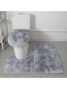 3件套豪华浴室地垫套装 - 柔软、防滑、吸水、PVC底背 - 适用于酒店、餐厅和家庭使用,包括U型马桶垫和马桶座套,提供极致的舒适性和安全性。 - 玫紅色 - 查看 16