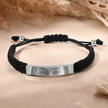 1pc Customized Eye Photo Couple Bracelet, Stainless Steel Men's Bracelet, Personalized Photo, Anniversary Gift - Gun Black - View 4