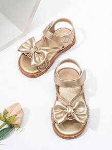 1 Pair Fashion Toddler Girls' Flat Sandals, Comfortable Soft Bottom Children Sandals - Gold - View 3