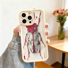 Cubierta de teléfono con diseño de escarabajo mecánico rojo y plateado para iPhone 14 Pro Max funda protectora con estética industrial y detalles técnicos ideal para amantes de la ciencia ficción y arte steampunk - Negro - Ver 3
