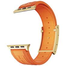 CRAZYGRASS Soft And Versatile Men's Silicone Watch Band, Simple And Easy To Match, With A Magnetic Clasp And Waterproof Design. Suitable For Apple Watch Sport Bands, Compatible With 44mm/45mm/46mm/49mm Sizes, Designed For Apple Watch Series 9/8/7/6/5/4/3/2/1/SE/Ultra. - 橘色 - 查看 8