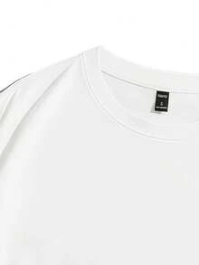 Plus Size Men's Casual Printed Round Neck Short Sleeve T-Shirt, Summer - White - View 6