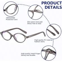 - anteojos ovaladas de bloqueo de luz azul para mujeres y hombres, marco de anteojos de luz azul para juegos, computadora/visualizacin - vidrio ahumado café + 49. Milímetros - Ver 3