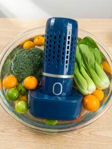 Portable Fruit And Vegetable Purifier, USB Smart Wireless Charging, Compact Capsule Design, Dual-Core Reactive Oxygen Ion +5 Minutes Fast Cleaning, Suitable For Fruit, Grain, Meat Disinfection, Large-Capacity ABS Plastic Cleaning Tools, Modern Kitchen High-Quality Tools, Fashionable Kitchen Gadgets, Multifunctional Household Appliances, Easy To Carry - Blue - View 6