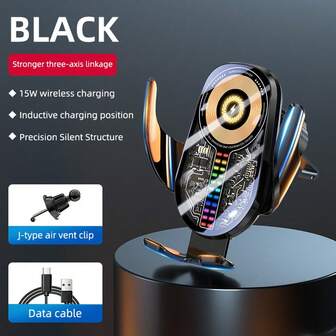 Soporte cargador de coche - Estación de carga inalámbrica rápida con agarre automático, alimentado por USB, compatible con iPhone 15/14/13/12 y dispositivos Android, ideal como regalo de Navidad adecuado para oficina, dormitorio y oficina en casa, cargador inalámbrico para teléfono