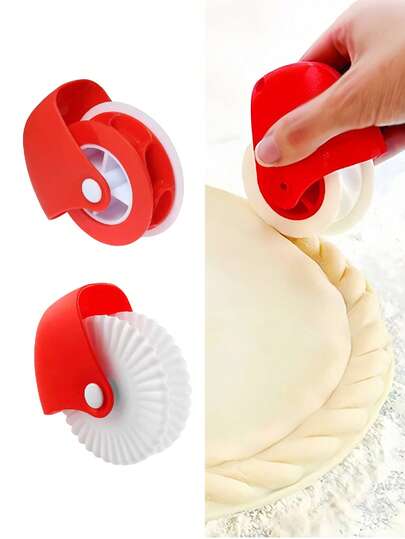 1pc Pastry Wheel Decorator And Cutter,Pastry Cutting Wheel,Pie Crust Crimper,Dough Cutter Roller, Pizza Wheel & Pastry Cutter,Multifunctional Handheld Pizza Dough Roller And Cutting Wheel For Baking,Plastic Pastry Wheel Decorator,For Pizza, Pie, Cookie,Pasta, Shortcrust Pastry,Fondant,Baking Tools,Kitchen Pastry Baking Tool