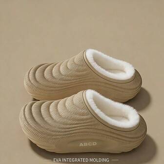 2025 New Men's Thermal Slippers With Heel, Indoor Non-Slip Warm Waterproof Couple Slippers Can Be Worn Outdoors, Comfortable