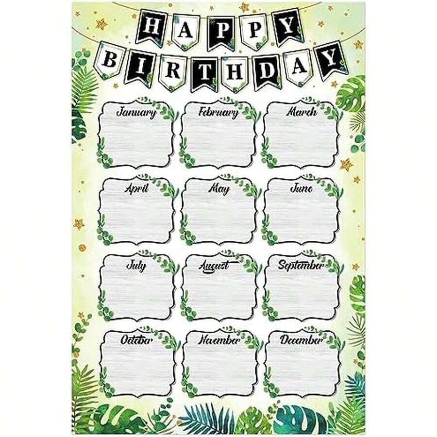 WhatSign Boho Classroom Birthday Chart - Happy Birthday Poster Birthday Calendar Wall For Reusable Classroom Chart Laminated Bulletin Board Decorations Back To School Supplies - StyleA - View 1
