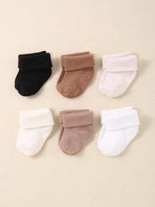 5 đôi tất cổ chân màu trơn dễ thương, tất ấm áp cho bé sinh non mùa thu/đông, tất gân cho bé sơ sinh sinh non unisex màu đen/trắng/be/kaki/nâu, rất thích hợp làm quà tặng Halloween và Giáng sinh. - Nhiều màu - Xem 20