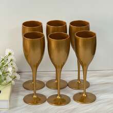 1/2/4/6/8/12/24pcs Reusable Plastic Champagne Flutes, Suitable For Champagne, Wine, Cocktails, Juice And Various Mixed Drinks. Ideal For Parties, Dining, Corporate Events, Birthday Parties, Weddings, Picnics - Gold - View 4