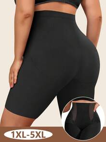 MIOTAN Plus Size Women High Waist Lace Shapewear Panties, Tummy Control And Butt Lift, Full Coverage - Black - View 3