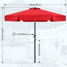 Valance Patio Umbrella For Outdoor Table Market (7.5ft, Red),7.5FT,Red - Red - View 6