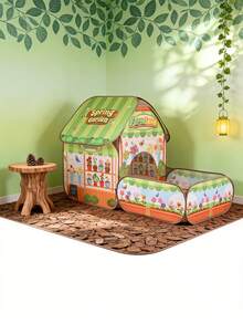 儿童农场花园别墅帐篷（含球池，不含球），大型便携式游戏帐篷，可折叠游戏屋，弹出式城堡帐篷，室内/室外家庭露营帐篷，派对帐篷和沙滩玩具，节日礼物，复活节、圣诞节、万圣节礼物 - 彩色 - 查看 6