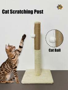 1 Peça Arranhador de Gato com Brinquedo de Bola Pendurado, Base Antiderrapante e Resistente, Material de Sisal Durável, 3 Opções de Cor (Marrom/Branco/Cinza), Adequado para Gatos e Filhotes Domésticos - Mobiliário Essencial para Donos de Gatos, Satisfaz as Necessidades Naturais de Arranhar dos Gatos e Protege Sofás, Carpetes e Móveis em Casa.