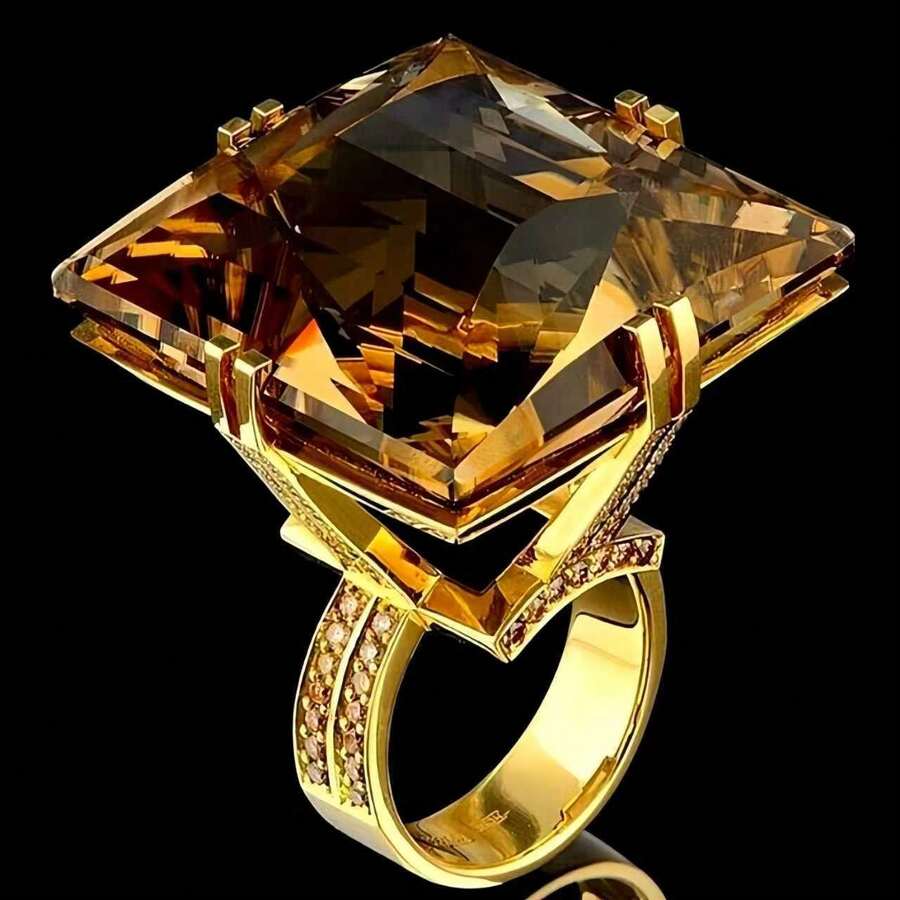 Nhẫn cưới nữ thanh lịch và sang trọng, đính đá Cubic Zirconia tổng hợp cắt kiểu Princess lấp lánh, mạ vàng 14k cao cấp, phụ kiện trang sức tinh tế hoàn hảo cho các bữa tiệc và quà tặng ngày Valentine. - Vàng - Xem 1