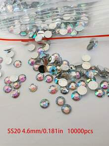 10000颗水晶AB彩平底水钻，非热熔树脂宝石，适用于美甲、DIY工艺品和珠宝制作配件