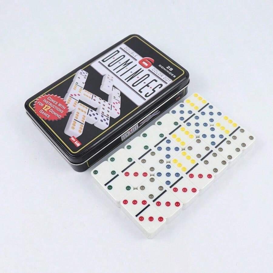 1pc - Melamine Material Mahjong Tile 28pcs Double Six Domino Set, Ivory Color - Multicolor - View 1