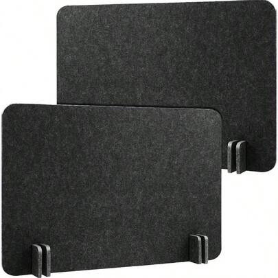 Fabbay 2 Pcs Acoustic Freestanding Desk Divider Noise Reducing Privacy Panel Mounted Sound Proof Dividers Lightweight Partition With Support Feet For Classroom Room Table Black Gray (FM-20230328-A)