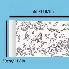 6 Rolls Random Themed Coloring Paper, Doodle Scroll DIY Coloring Paper, Extra Long Coloring Paper Rolls, Hand-Drawn Red Doodle Long Coloring Paper Rolls - Sets - View 5
