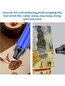 Pistola de Aire Caliente 300W - Portátil con Bocas Rojas y Negras | Para Proyectos Pequeños, Adhesivo y Remodelación - Azul - Ver 6