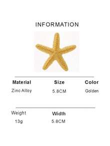 1 件简约金色金属海星胸针，时尚服装配饰