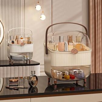 1 pieza Organizador de maquillaje de gran capacidad, estante de almacenamiento para lápiz labial, mascarilla facial, productos para el cuidado de la piel, caja de tocador para cosméticos