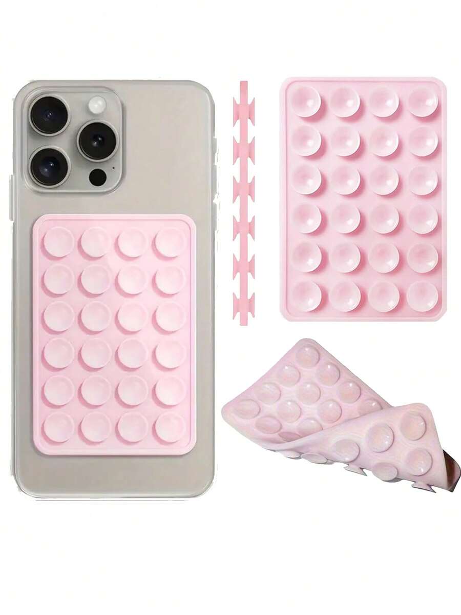 2 piezas Ventosa de silicona antideslizante, Almohadilla de succión de silicona de doble cara, Pegatina antideslizante para teléfono, Almohadilla de succión trasera para batería externa de teléfono - Multicolor - Ver 1