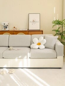 1件装小麦色提花绒面沙发套，加厚床笠，带防滑防宠物抓挠松紧带，适用于1至4座直式沙发 - 灰色 - 查看 10