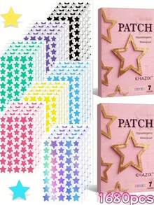 1680片七色星形遮瑕贴，打造迷人妆容，闪耀自我，圣诞主题面部贴片，闪亮贴纸 - 彩色 - 查看 1