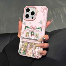 Estuche para teléfono con diseño de oso navideño Compatible con estuches para teléfonos   17  16 Pro Max  15 Pro Max  13 y  12 Hecho de material TPU a prueba de caídas, resistente al desgaste y cómodo de sostener Un gran regalo para familiares, amigos, seres queridos, novios/novias y para Navidad y Año Nuevo - Rosa - Ver 4