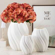 1pc Modern Big Wave Plastic Vase, Minimalist Home Living Room Office Flower Decor Craft, Wedding Table Centerpiece Vase, Home Gift - Multicolor - View 3