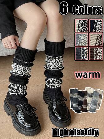 Women's Retro Sock Covers, Winter Thick Warm And Heat Storage Locked Calf Socks, Y2K Knitted Pile Leg Covers